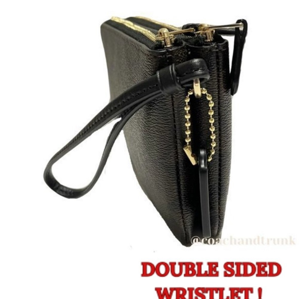 Coach Double Corner Zip Wristlet In Signature Canvas - Picture 12 of 15